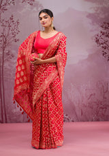 Women's Red Zariwork Georgette Saree
