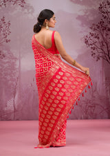 Women's Red Zariwork Georgette Saree