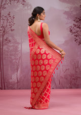 Women's Red Zariwork Georgette Saree