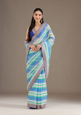 Women's Royal Blue Sequins Tissue Saree