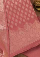 Women's Pink Zariwork Banarasi Unstitched Salwar Suit