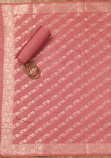 Women's Pink Zariwork Banarasi Unstitched Salwar Suit