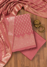 Women's Pink Zariwork Banarasi Unstitched Salwar Suit