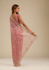 Women's Pink Zariwork Tissue Saree