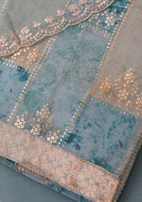 Women's Sea Green Sequins Organza Unstitched Salwar Suit