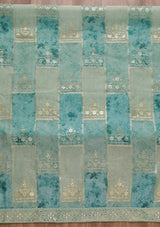 Women's Sea Green Sequins Organza Unstitched Salwar Suit