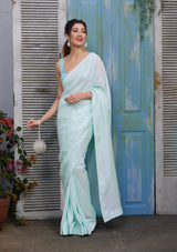 Women's Blue Sequins Georgette Designer Saree