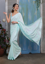Women's Blue Sequins Georgette Designer Saree