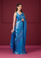 Women's Turquoise Blue Zariwork Art Silk Saree