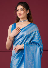 Women's Turquoise Blue Zariwork Art Silk Saree