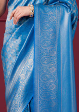 Women's Turquoise Blue Zariwork Art Silk Saree
