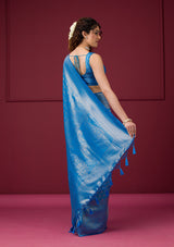 Women's Turquoise Blue Zariwork Art Silk Saree