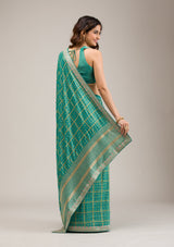 Women's Rama Green Zariwork Soft Silk Saree