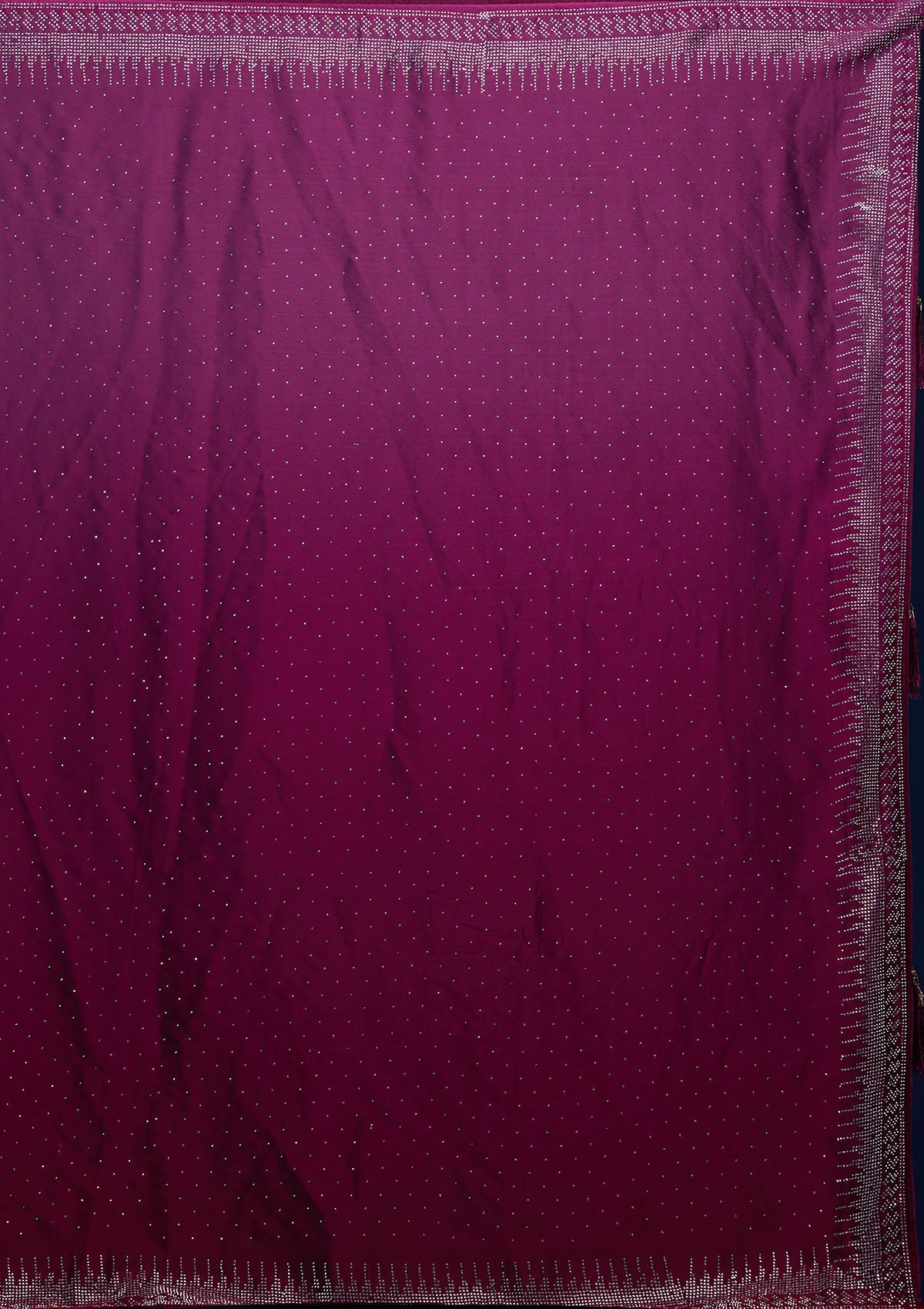 Women's Ombre Wine Stonework Satin Designer Saree
