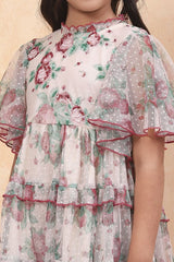 Girls Beige Casual Regular Fit Printed Dress