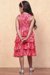 Girls Pink Casual Regular Fit Printed Dress