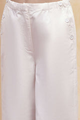 Girls White Festive Regular Fit Printed Top and Pant Set
