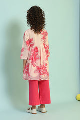 Girls Pink Festive Regular Fit Printed Kurta Set