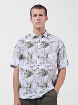Men's White Casual Solid Half Sleeves Shirt