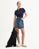 Women's Navy Blue Solid Half Sleeves Polo Tshirt