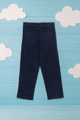 Girls Blue Straight Fit Heart Embroidery Jeans