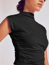 Women's Black High Neck Knit Top