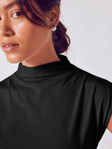 Women's Black High Neck Knit Top