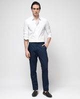 Men's Blue Casual Regular Fit Solid Trouser