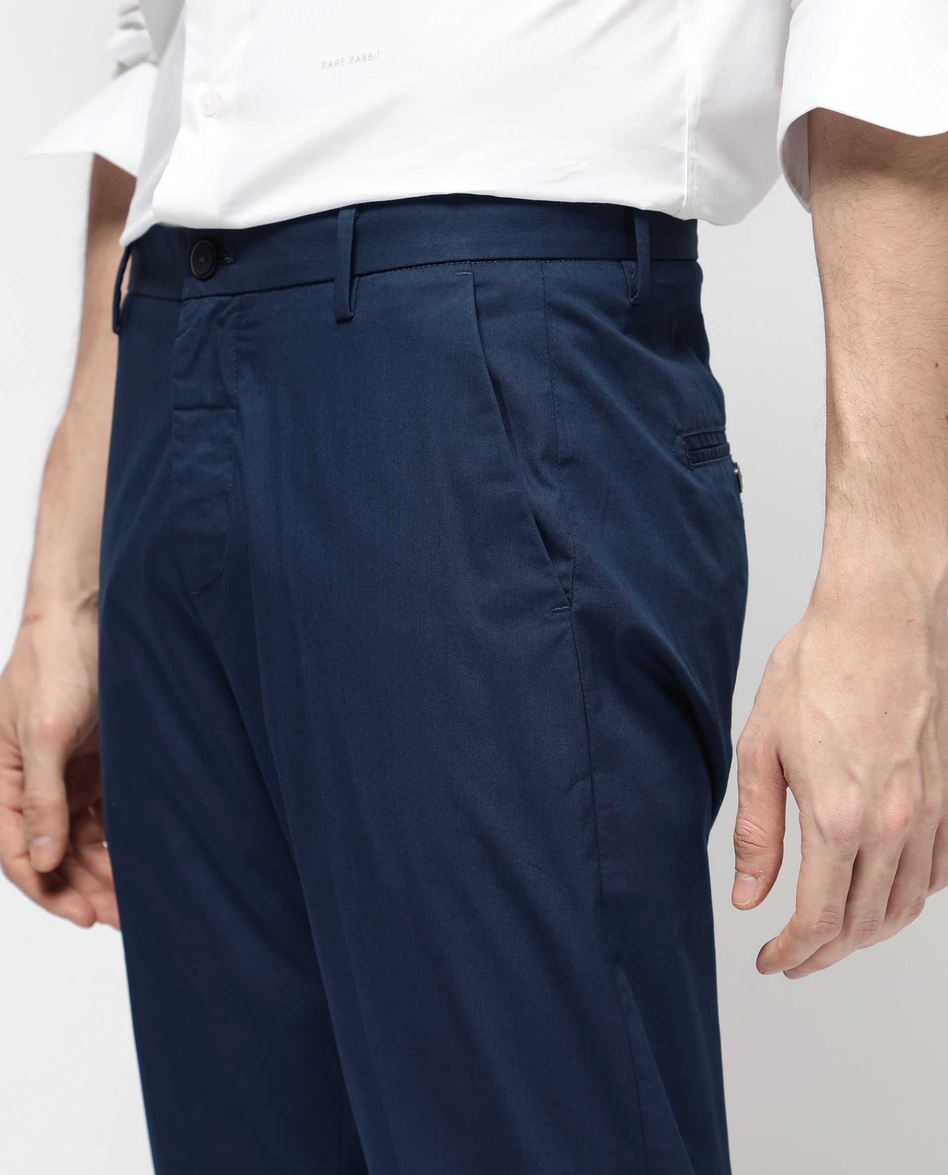Men's Blue Casual Regular Fit Solid Trouser