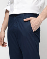 Men's Blue Casual Regular Fit Solid Trouser