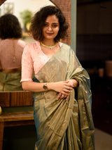 Women's Green Chanderi Silk Zari Saree