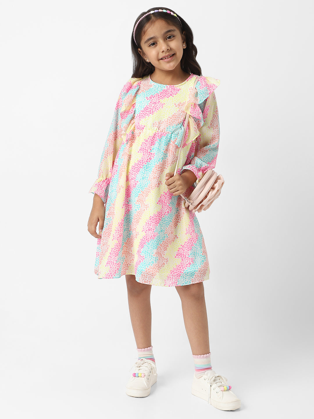 Girls Multicolor Casual Printed Dress