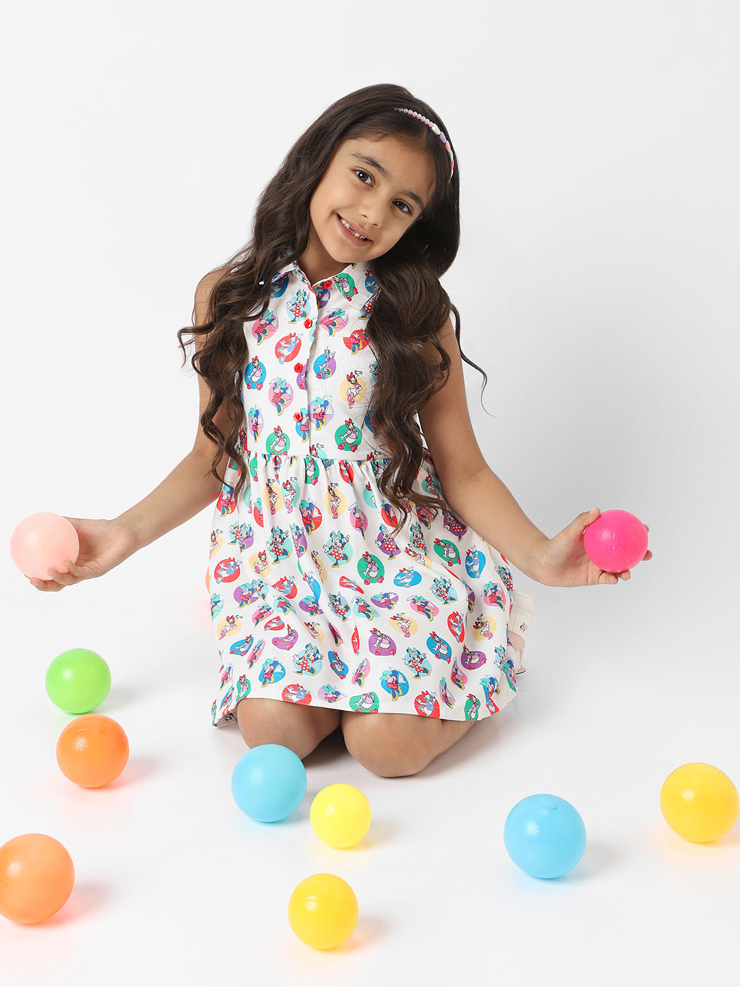 Girls Multicolor Casual Printed Dress