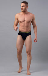 Men's Navy Mid-Rise Solid Brief