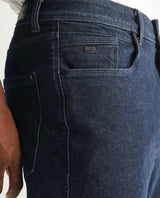 Men's Navy Casual Slim Fit Solid Jeans