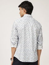 Men's Blue Casual Regular Fit Printed Full Sleeves Shirt