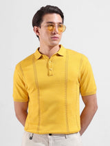 Men's Slim Fit Textured Polo Collar Tshirt