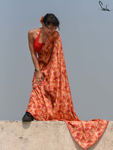 Women's Orange Modal Viscose Saree