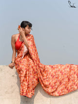 Women's Orange Modal Viscose Saree