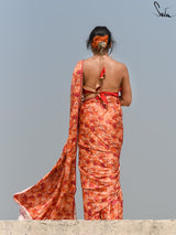 Women's Orange Modal Viscose Saree