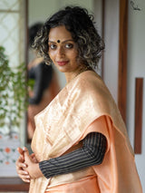 Women's Orange Cotton Silk Saree with Blouse Piece