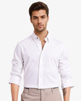 Men's White Casual Regular Fit Solid Full Sleeves Shirt