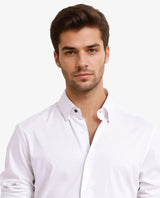 Men's White Casual Regular Fit Solid Full Sleeves Shirt