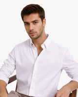 Men's White Casual Regular Fit Solid Full Sleeves Shirt