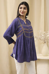 Women's Blue Festive Three Quarter Sleeves Kurta