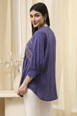 Women's Blue Festive Three Quarter Sleeves Kurta