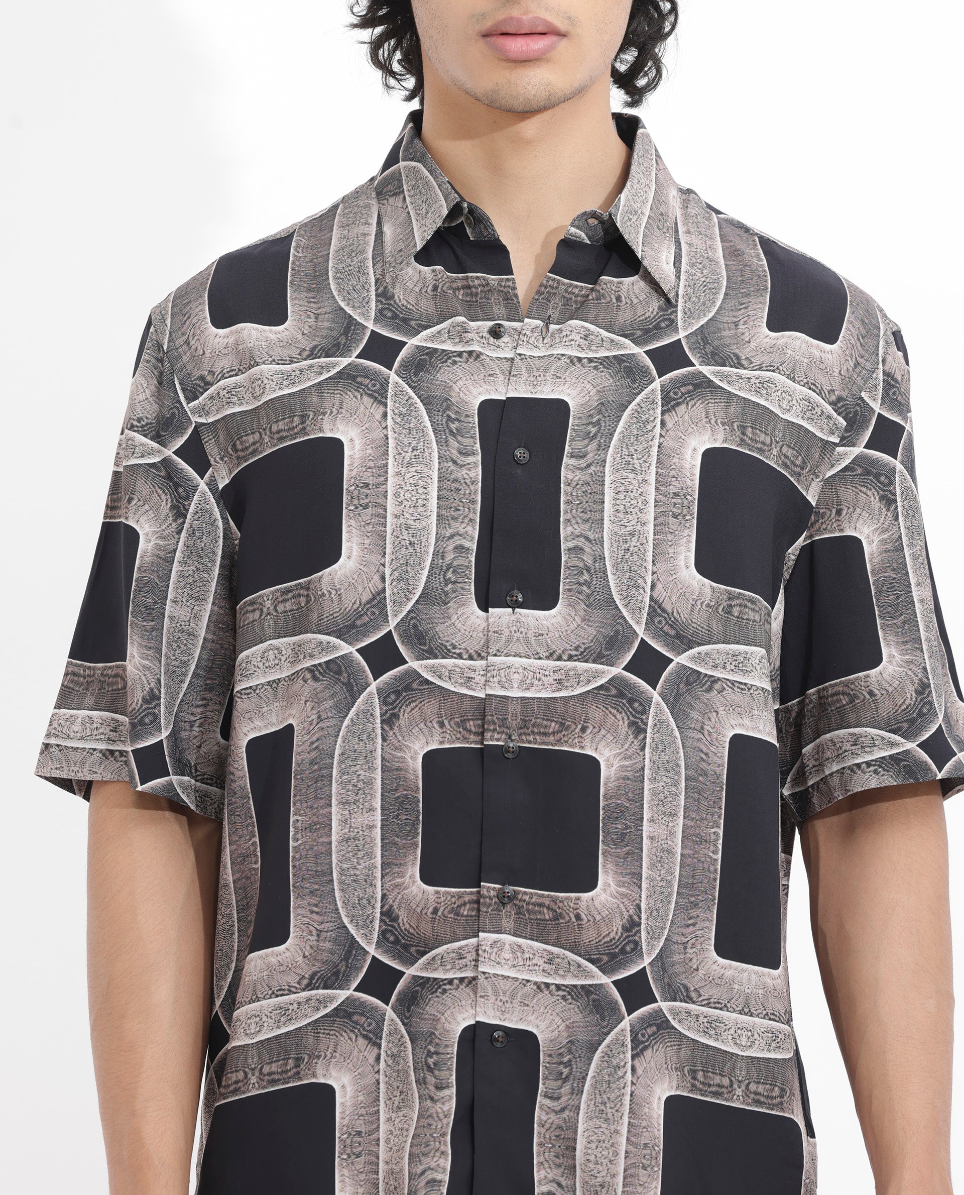 Men's Brown Casual Regular Fit Printed Half Sleeves Shirt