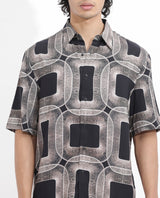 Men's Brown Casual Regular Fit Printed Half Sleeves Shirt