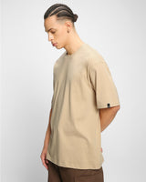 Men's Brown Casual Oversized Fit Solid Half Sleeves Tshirt