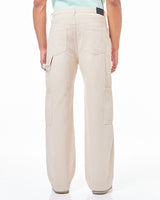 Men's Beige Baggy Fit Cargo Carpenter Mid-Rise Jeans